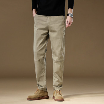 OUSSYU Brand Clothing 2023 Нови мъжки карго панталони, 97% памук, едноцветно работно облекло Ежедневни панталони, широки корейски панталони за джогинг, мъжки