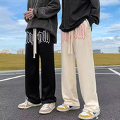 Ameerika stiilis kirjatrükis sirged püksid meestele High Street lahtised püksid vabaaja jooksjad hip-hop pingutusnööriga dressipüksid