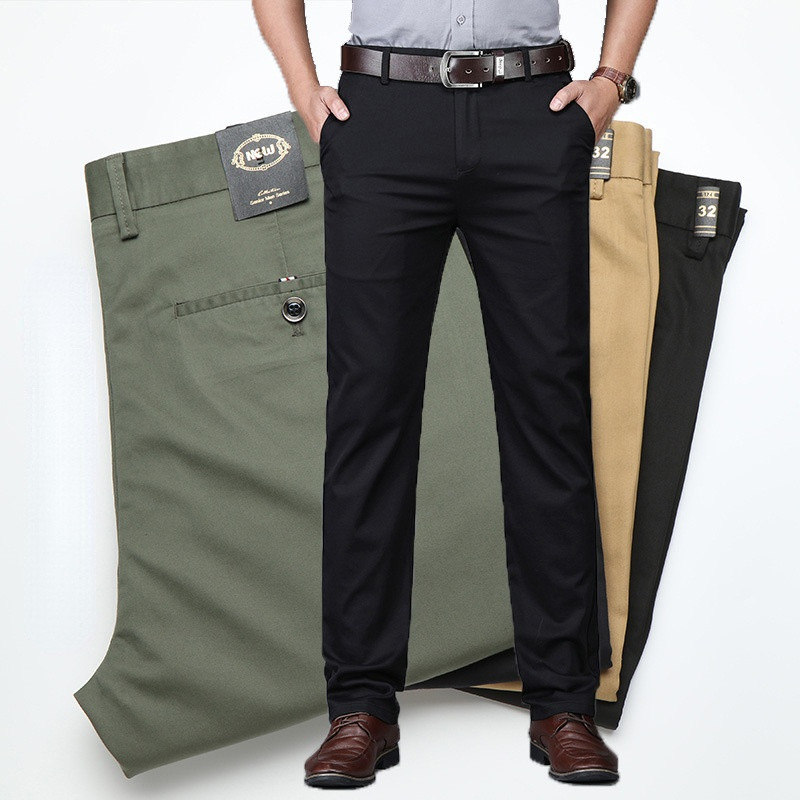 Ανοιξιάτικο καλοκαιρινό βαμβακερό βαμβακερό παντελόνι ανδρικό ίσιο επαγγελματικό πράσινο μαύρο παντελόνι χακί ανδρικό μάρκα 2022