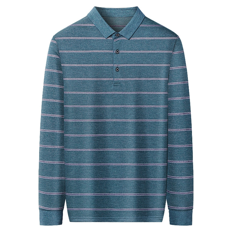 Elegantna muška uska polo majica s korejskim prugama na kopčanje, ležerna poslovna majica dugih rukava