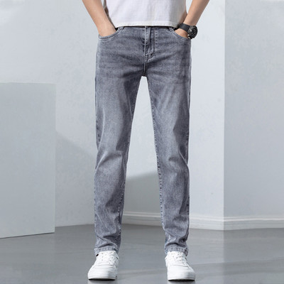 2023. aasta uustulnuk Kvaliteetsed elastsed õhukesed meeste teksad Meeste ärilised vabaaja teksad, hallid teksad Meeste klassikalised kevad- ja suvepüksid