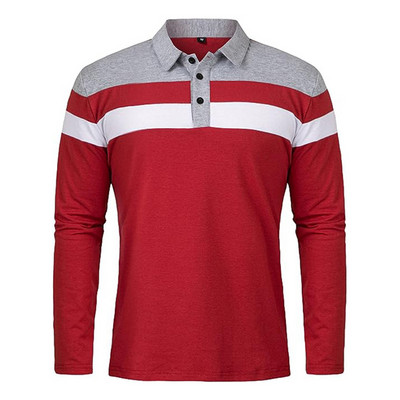 Muška ležerna majica dugih rukava s ovratnikom, uski kroj, široki prugasti pulover s kopčanjem, majice, majice dugih rukava, sportska odjeća