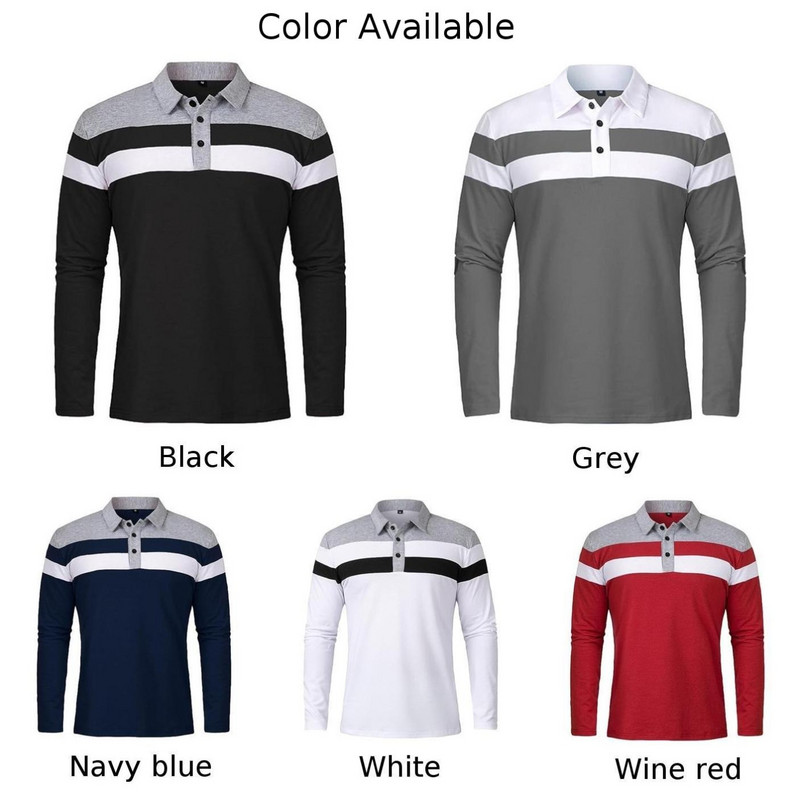 Muška ležerna majica dugih rukava s ovratnikom, uski kroj, široki prugasti pulover s kopčanjem, majice, majice dugih rukava, sportska odjeća