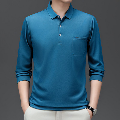 Muška polo majica s prugama za jesen i zimu, pletena odjeća s dugim rukavima i ovratnikom, poslovno ležerna modna majica