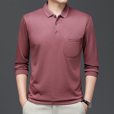 Muška polo majica s prugama za jesen i zimu, pletena odjeća s dugim rukavima i ovratnikom, poslovno ležerna modna majica