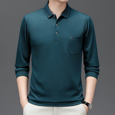 Muška polo majica s prugama za jesen i zimu, pletena odjeća s dugim rukavima i ovratnikom, poslovno ležerna modna majica