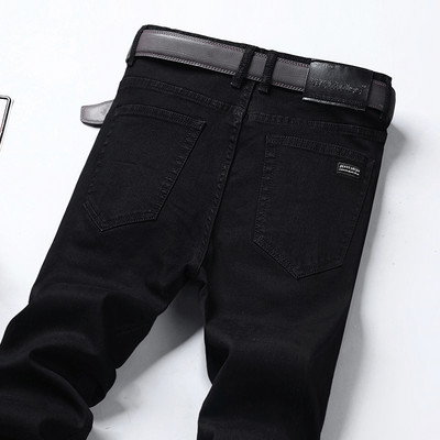 Blugi pentru bărbați de marcă clasică, la modă, 2021, patru anotimpuri, pentru bărbați noi de afaceri, pantaloni din denim cu picioare drepte, pantaloni largi, elastici, pentru bărbați