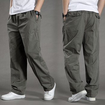 Ανδρικό casual Cargo Ανδρικό βαμβακερό παντελόνι τσέπη χαλαρό ίσιο παντελόνι Ελαστικό παντελόνι εργασίας Μάρκα Fit Joggers Ανδρικό σούπερ μεγάλο μέγεθος