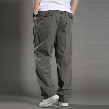 Ανδρικό casual Cargo Ανδρικό βαμβακερό παντελόνι τσέπη χαλαρό ίσιο παντελόνι Ελαστικό παντελόνι εργασίας Μάρκα Fit Joggers Ανδρικό σούπερ μεγάλο μέγεθος