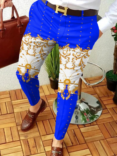 Muška nova ulična odjeća za trčanje Pencil karirane hlače Muške poslovne ležerne hlače Vintage patchwork ravne duge hlače Pantalon Homme