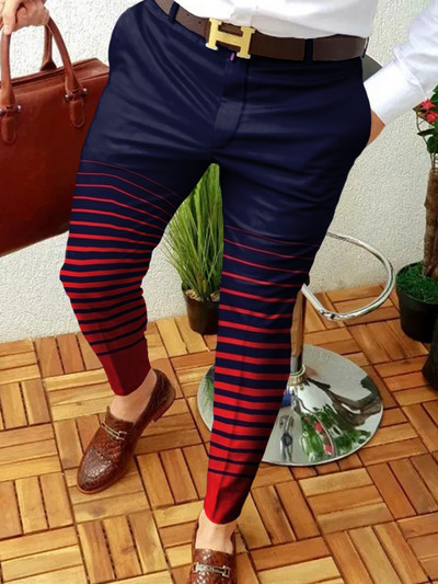 Muška nova ulična odjeća za trčanje Pencil karirane hlače Muške poslovne ležerne hlače Vintage patchwork ravne duge hlače Pantalon Homme