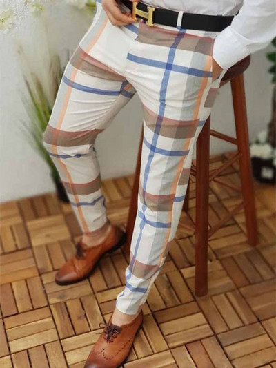 Muška nova ulična odjeća za trčanje Pencil karirane hlače Muške poslovne ležerne hlače Vintage patchwork ravne duge hlače Pantalon Homme