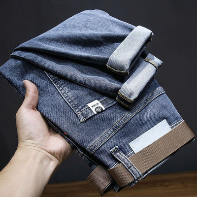 Vrhunska dizajnerska odjeća Harajuku 2023. Denim Nove hlače Kpop rastezljive trendi u korejskom stilu s našim luksuznim muškim ležernim trapericama