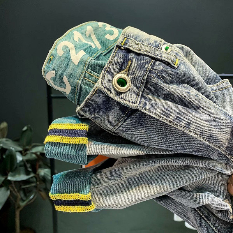 Vrhunska dizajnerska odjeća Harajuku 2023. Denim Nove hlače Kpop rastezljive trendi u korejskom stilu s našim luksuznim muškim ležernim trapericama