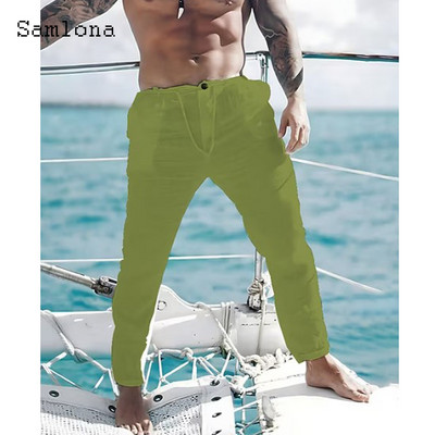 Ανδρική βάση 2023, καθημερινό λινό παντελόνι μονόχρωμο λευκό γκρι παντελόνι συν μέγεθος 3xl Ανδρικά κομψά ανδρικά φούτερ ανδρικά ρούχα