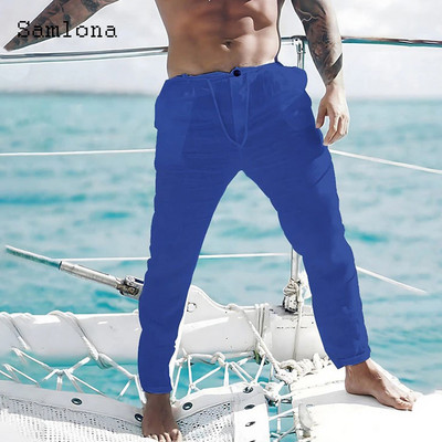 Ανδρική βάση 2023, καθημερινό λινό παντελόνι μονόχρωμο λευκό γκρι παντελόνι συν μέγεθος 3xl Ανδρικά κομψά ανδρικά φούτερ ανδρικά ρούχα