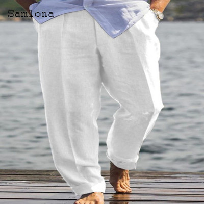 Ανδρική βάση 2023, καθημερινό λινό παντελόνι μονόχρωμο λευκό γκρι παντελόνι συν μέγεθος 3xl Ανδρικά κομψά ανδρικά φούτερ ανδρικά ρούχα