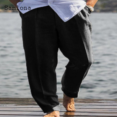 Ανδρική βάση 2023, καθημερινό λινό παντελόνι μονόχρωμο λευκό γκρι παντελόνι συν μέγεθος 3xl Ανδρικά κομψά ανδρικά φούτερ ανδρικά ρούχα