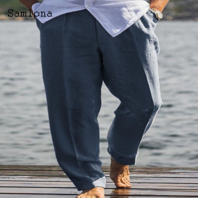 Ανδρική βάση 2023, καθημερινό λινό παντελόνι μονόχρωμο λευκό γκρι παντελόνι συν μέγεθος 3xl Ανδρικά κομψά ανδρικά φούτερ ανδρικά ρούχα