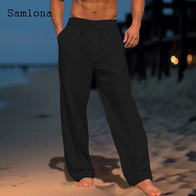 Ανδρική βάση 2023, καθημερινό λινό παντελόνι μονόχρωμο λευκό γκρι παντελόνι συν μέγεθος 3xl Ανδρικά κομψά ανδρικά φούτερ ανδρικά ρούχα