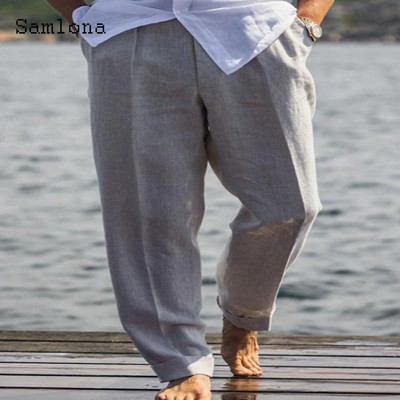 Ανδρική βάση 2023, καθημερινό λινό παντελόνι μονόχρωμο λευκό γκρι παντελόνι συν μέγεθος 3xl Ανδρικά κομψά ανδρικά φούτερ ανδρικά ρούχα