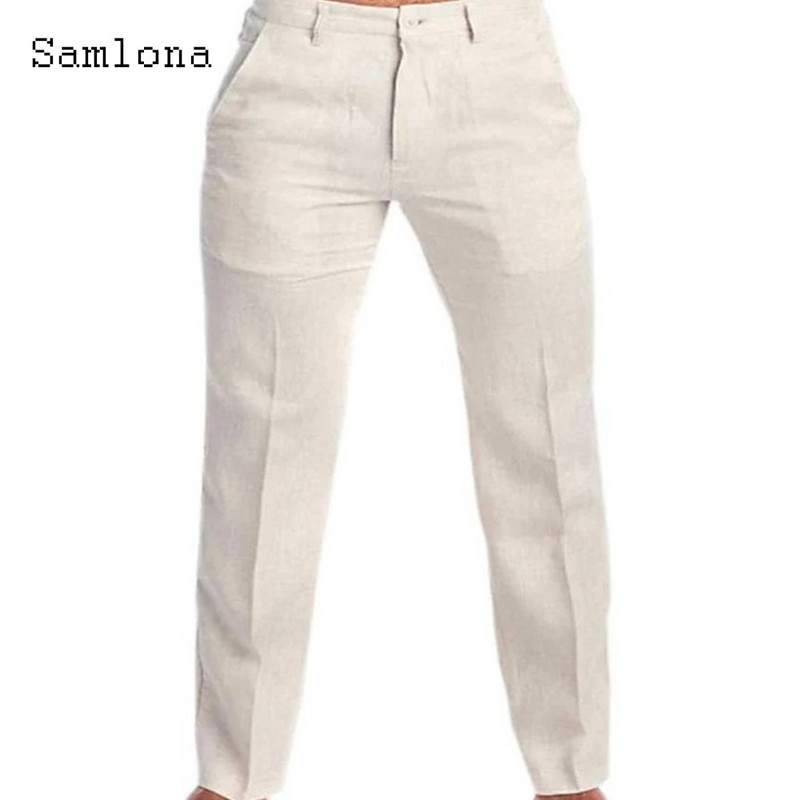 Ανδρική βάση 2023, καθημερινό λινό παντελόνι μονόχρωμο λευκό γκρι παντελόνι συν μέγεθος 3xl Ανδρικά κομψά ανδρικά φούτερ ανδρικά ρούχα