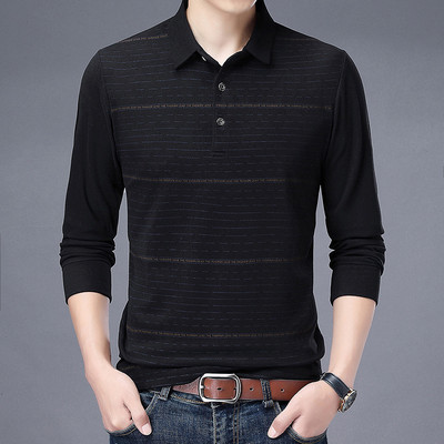 Kevad-sügis, uued pikkade varrukatega meeste särgid, polo-pullover, alla keeratav krae, nööptriip, õhuke vaba mood vabaaja vintage topsid