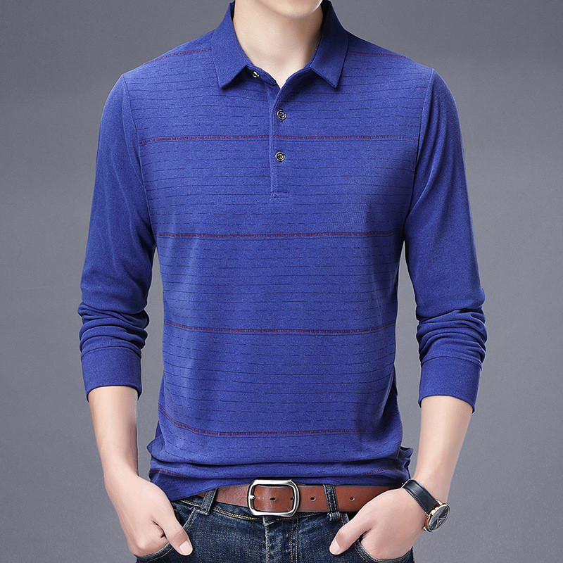 Kevad-sügis, uued pikkade varrukatega meeste särgid, polo-pullover, alla keeratav krae, nööptriip, õhuke vaba mood vabaaja vintage topsid