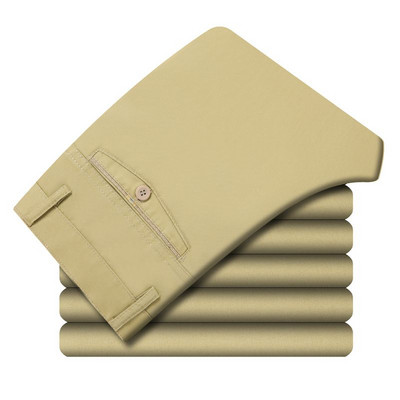 Muške ljetne tanke hlače za ležerno odijelo Jesenske debele pamučne klasične poslovne modne rastezljive hlače Muška marka odjeće YYQWSJ