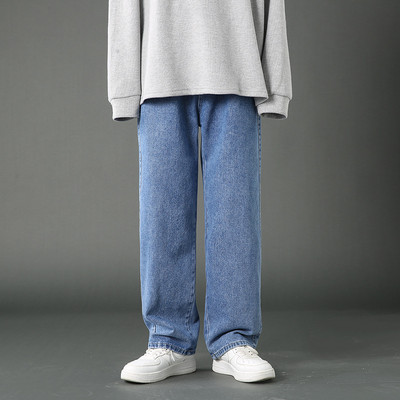 Muške ravne traperice proljeće ljeto novi klasični stil s elastičnim strukom labave zavjese modne Y2k hlače muška ulična odjeća