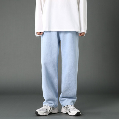 Muške ravne traperice proljeće ljeto novi klasični stil s elastičnim strukom labave zavjese modne Y2k hlače muška ulična odjeća