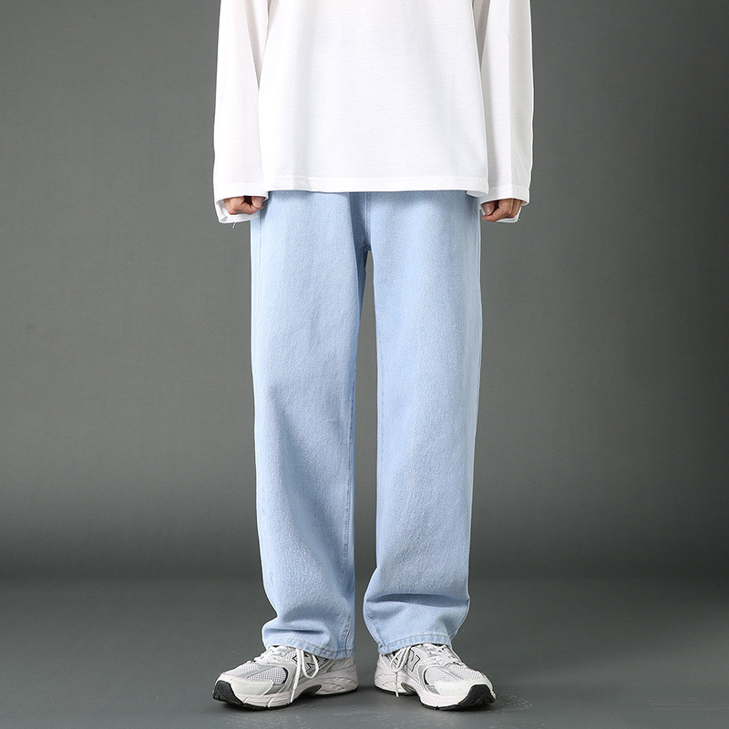 Muške ravne traperice proljeće ljeto novi klasični stil s elastičnim strukom labave zavjese modne Y2k hlače muška ulična odjeća