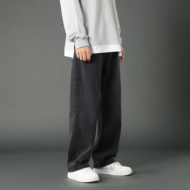 Muške ravne traperice proljeće ljeto novi klasični stil s elastičnim strukom labave zavjese modne Y2k hlače muška ulična odjeća