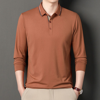2023 г. Нова мъжка риза с поло от висок клас пролет и есен с дълъг ръкав, свободна мода, ежедневна бизнес топ