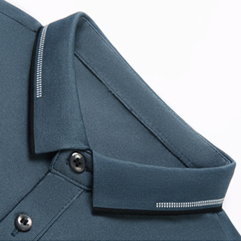 2023 m. Nauji vyriški aukščiausios klasės pavasariniai ir rudeniniai polo marškinėliai ilgomis rankovėmis, laisvai prigludę, madingi kasdieniai verslo viršūnės