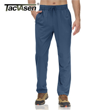 TACVASEN Летни бързосъхнещи дълги панталони Мъжки ластични панталони с халки Ежедневни модни спортни панталони Риболов на открито Туристически работни панталони