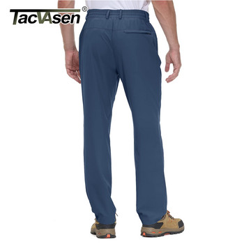 TACVASEN Летни бързосъхнещи дълги панталони Мъжки ластични панталони с халки Ежедневни модни спортни панталони Риболов на открито Туристически работни панталони