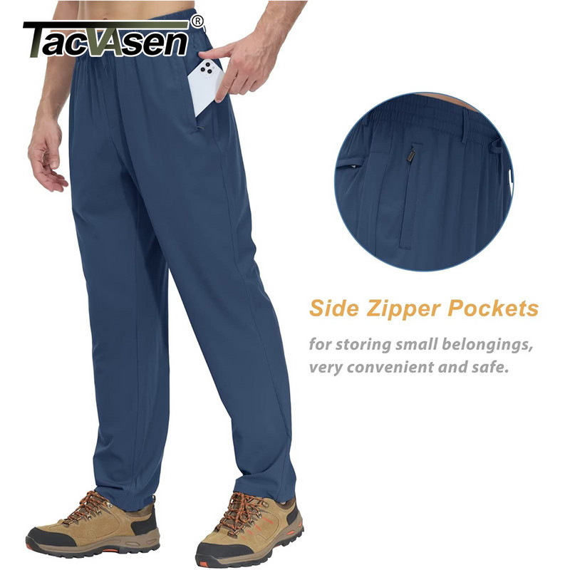 TACVASEN Suvised kiirelt kuivavad pikad püksid Meeste elastne vöökoht aasadega Vabaaja mood Spordipüksid Õues kalapüügi matkamise tööpüksid