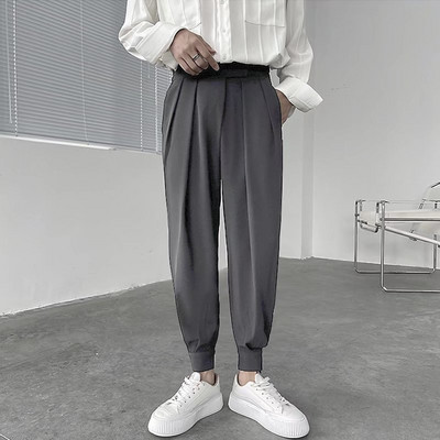 Pantaloni pentru bărbați Pantaloni de jogging Pantaloni harem casual Harajuku Coreeani Pantaloni blazer conici pentru bărbați Vestiment de stradă înalt japonez