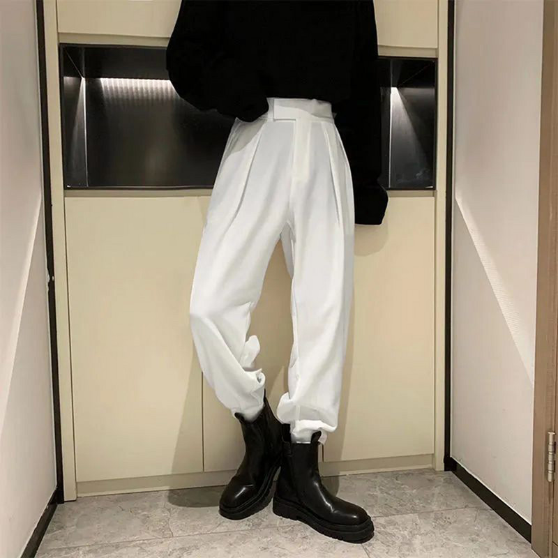 Pantaloni pentru bărbați Pantaloni de jogging Pantaloni harem casual Harajuku Coreeani Pantaloni blazer conici pentru bărbați Vestiment de stradă înalt japonez