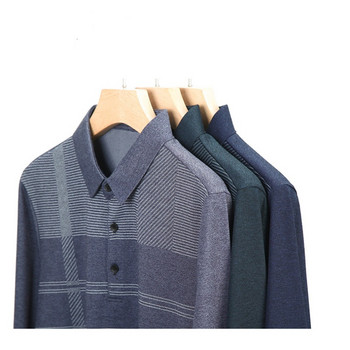 Ανοιξιάτικο και φθινόπωρο ανδρικό πουλόβερ πουκάμισο πόλο με ριγέ κουμπιά και χρώματα αντίθεσης στο πίσω μέρος Μπλουζάκι βρετανικού στυλ