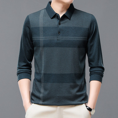 Proljetna i jesenska muška pulover polo majica s prugastim gumbima i kontrastnim bojama na stražnjoj strani Majica Majica kratkih rukava Topovi u britanskom stilu
