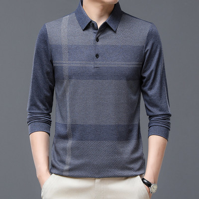 Proljetna i jesenska muška pulover polo majica s prugastim gumbima i kontrastnim bojama na stražnjoj strani Majica Majica kratkih rukava Topovi u britanskom stilu