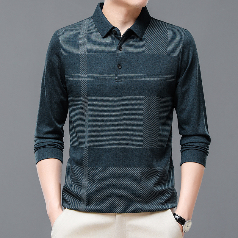 Proljetna i jesenska muška pulover polo majica s prugastim gumbima i kontrastnim bojama na stražnjoj strani Majica Majica kratkih rukava Topovi u britanskom stilu