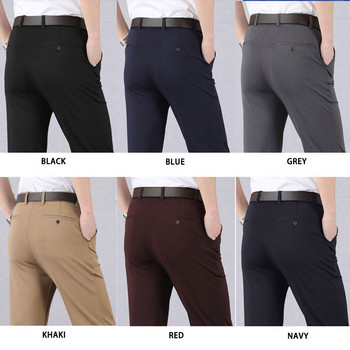 Еластични мъжки класически панталони, лято, есен, ежедневни панталони, еластични панталони с висока талия, мъжки бизнес панталони, дропшиппинг