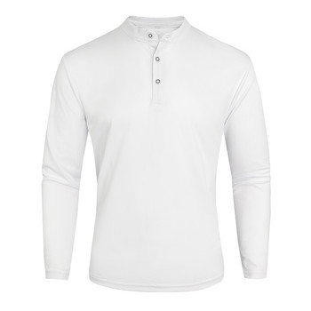 Мъжка пролетна плътна памучна поло тениска с дълъг ръкав Модна марка Мъжка есенна ежедневна дишаща ежедневна висококачествена долна риза