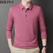 Meeste Slim Fit äriline polosärk Korea stiilis pikkade varrukatega nööbiga särgid