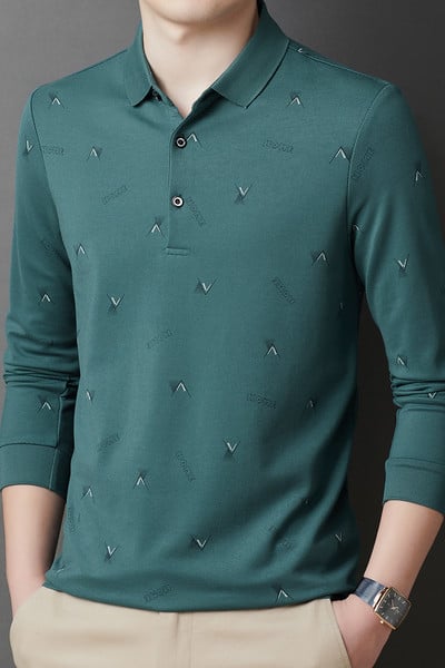 Meeste Slim Fit äriline polosärk Korea stiilis pikkade varrukatega nööbiga särgid