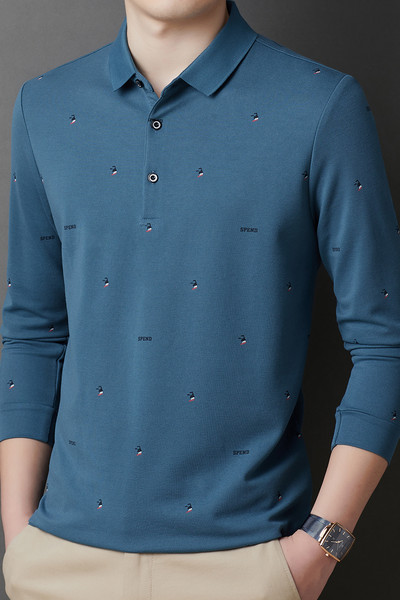 Meeste Slim Fit äriline polosärk Korea stiilis pikkade varrukatega nööbiga särgid