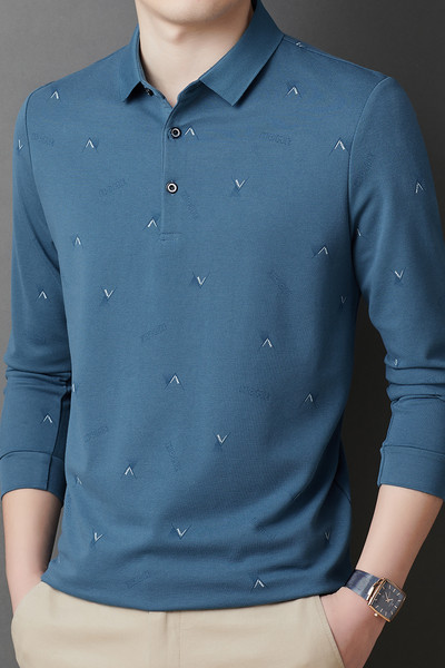 Meeste Slim Fit äriline polosärk Korea stiilis pikkade varrukatega nööbiga särgid